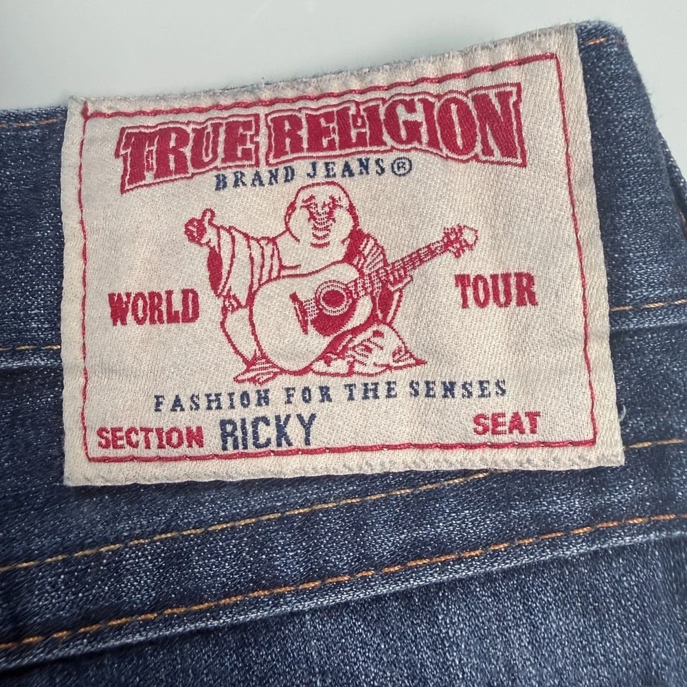 True Religion Ricky Straight Leg Mens Blue Denim 100% Cotton Jeans - 38x32